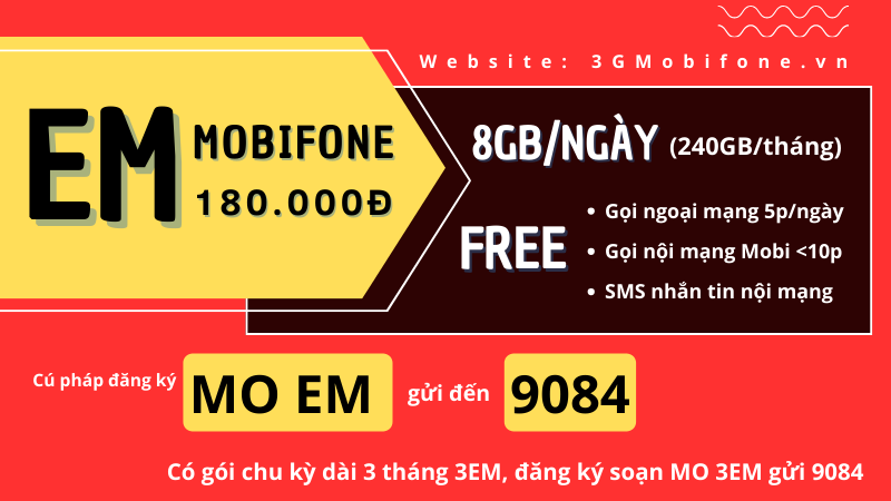 Cách đăng ký gói cước EM Mobifone có data, gọi và SMS miễn phí cả tháng 