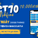 Đăng ký gói cước NCT70 Mobifone có 30GB và Free data Nhaccuatui