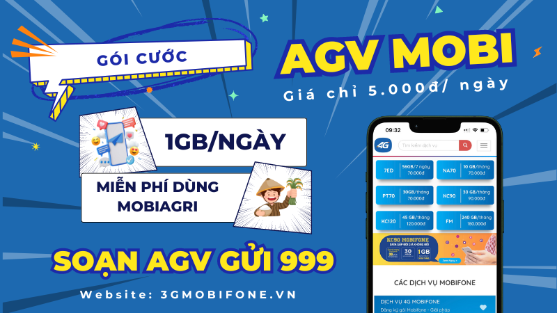 Đăng ký gói cước AGV Mobifone miễn phí data và tiện ích MobiAgri dùng cả ngày