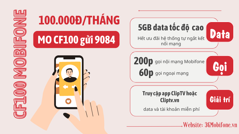 Đăng ký gói cước CF100 Mobifone rinh siêu ưu đãi 