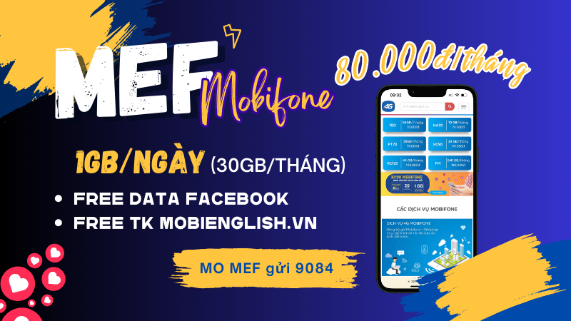 Đăng ký gói cước MEF Mobifone có 30GB data tốc độ cao