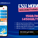 Cách đăng ký gói cước E300 Mobifone miễn phí 450GB/tháng, free data MXH