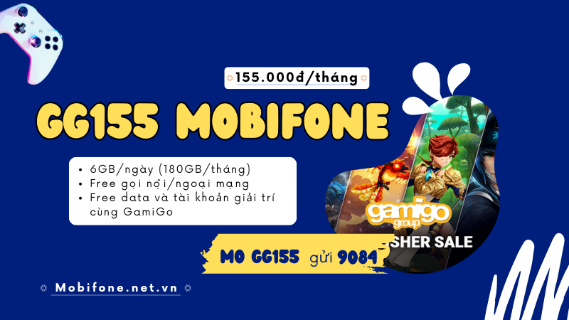 Đăng ký gói cước GG155 Mobifone có 180GB data và gọi miễn phí 