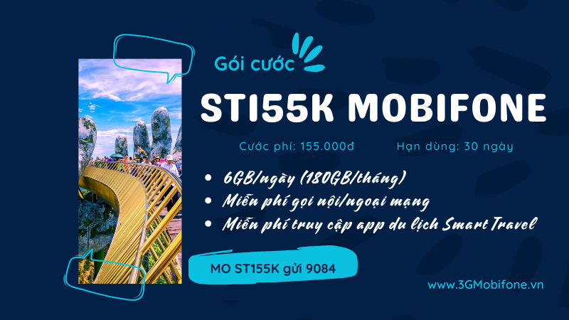 Đăng ký gói cước ST155K Mobifone miễn phí 180GB data và gọi free cả tháng