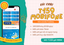 Cách đăng ký gói cước T159 Mobifone khuyến mãi 180GB, Tiktok và gọi