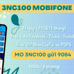 Gói cước 3NC100 Mobifone 90GB data, miễn phí nhiều tiện ích giải trí