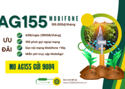 Đăng ký gói cước AG155 Mobifone nhận 180GB/tháng, miễn phí 1100p gọi