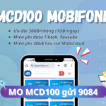 Đăng ký gói MCD100 Mobifone ưu đãi 30GB, miễn phí dùng Tiktok, Youtube