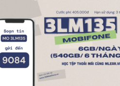 Đăng ký gói cước 3LM135 Mobifone nhận 540GB data và dùng mLear.vn