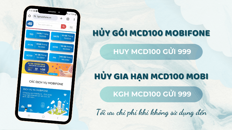 Cách hủy gói MCD100 Mobifone bằng tin nhắn qua tổng đài 999 của Mobifone