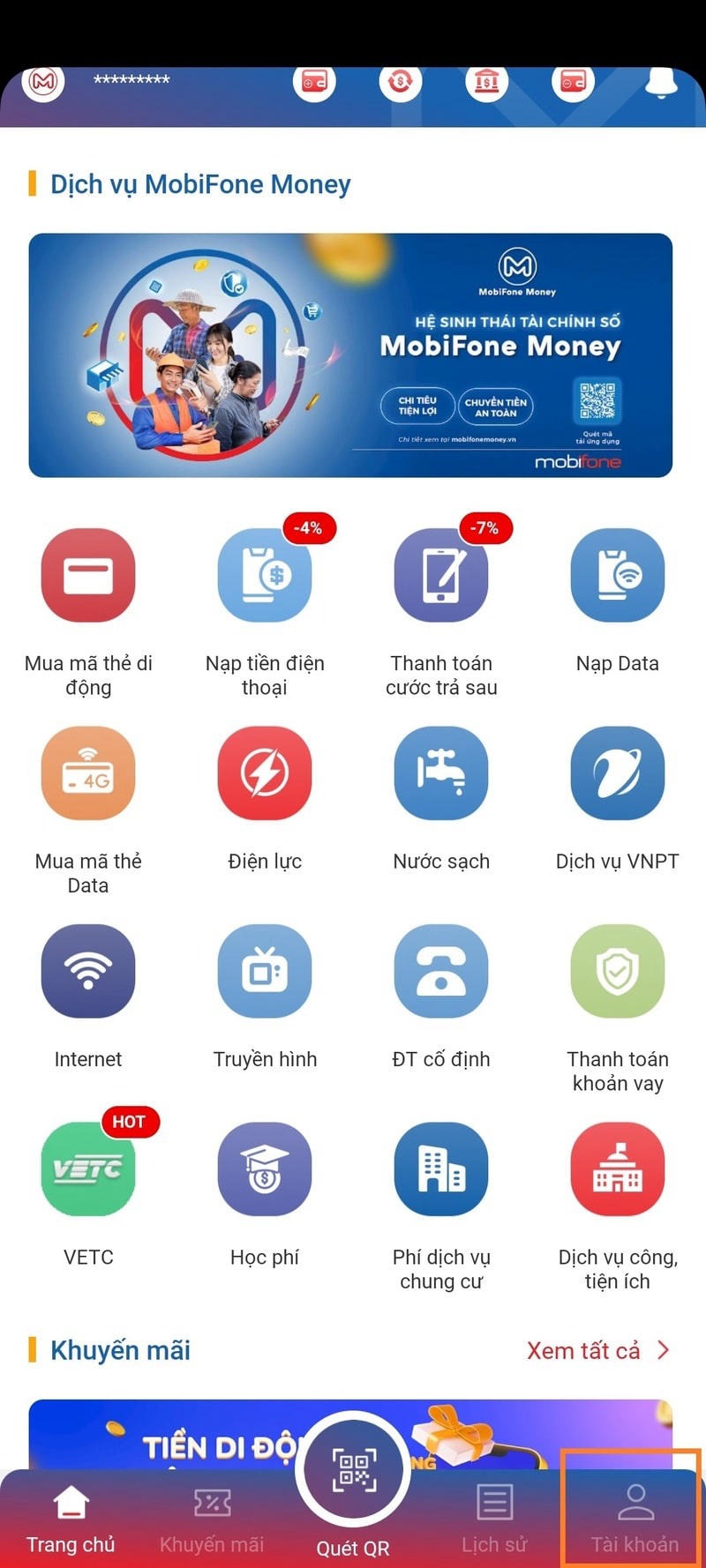 Cách xóa tài khoản ví điện tử Mobifone Money 