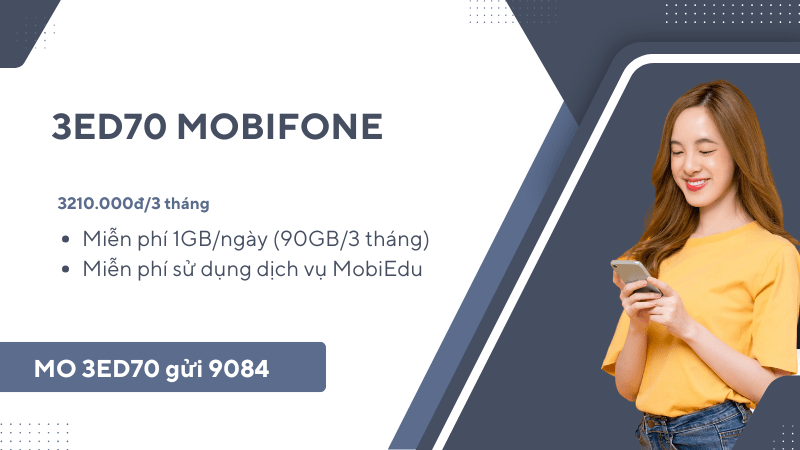 Đăng ký gói 3ED70 Mobifone có ngay 90GB, miễn phí dùng MobiEdu