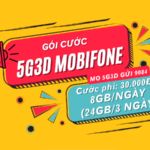 Đăng ký gói cước 5G3D Mobifone miễn phí 24GB data dùng 3 ngày