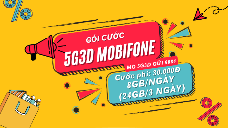 Đăng ký gói cước 5G3D Mobifone miễn phí 24GB data dùng 3 ngày